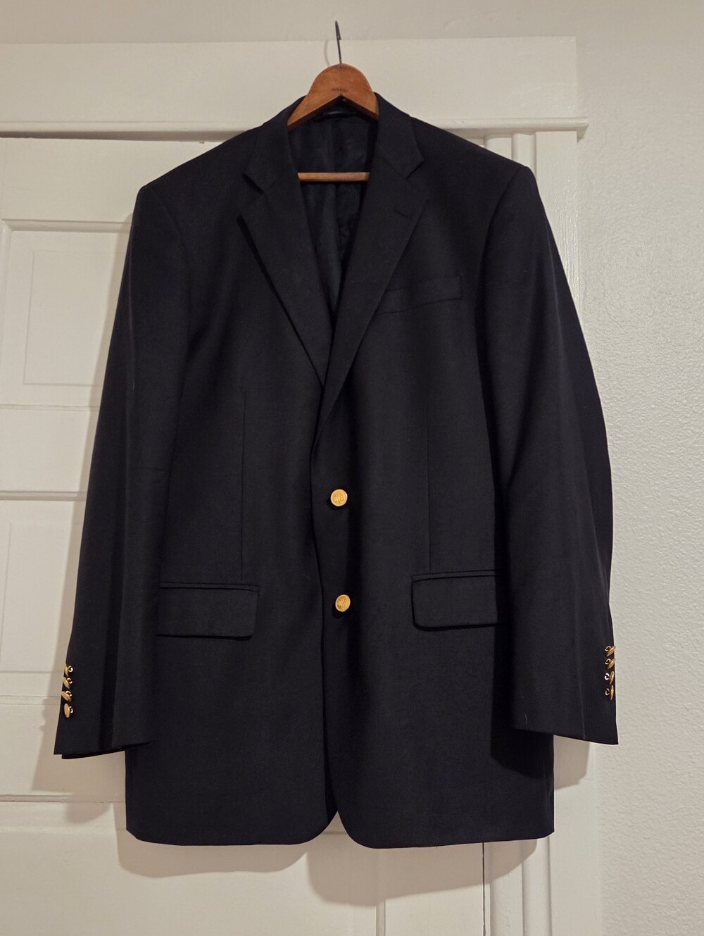 Brooks Brothers Loro Piana Two-Button Blazer Black with Gold Buttons Men's 43L